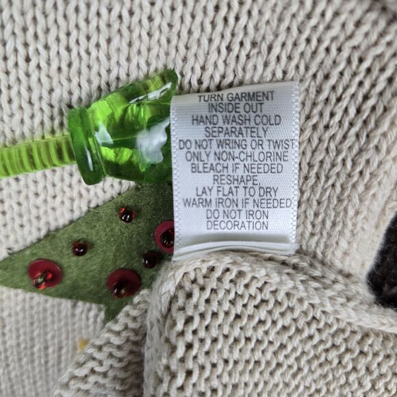 CJ Banks Limited Edition 2010 2X Christmas Tree Cardigan Sweater Beads Sequins - Picture 5 of 8